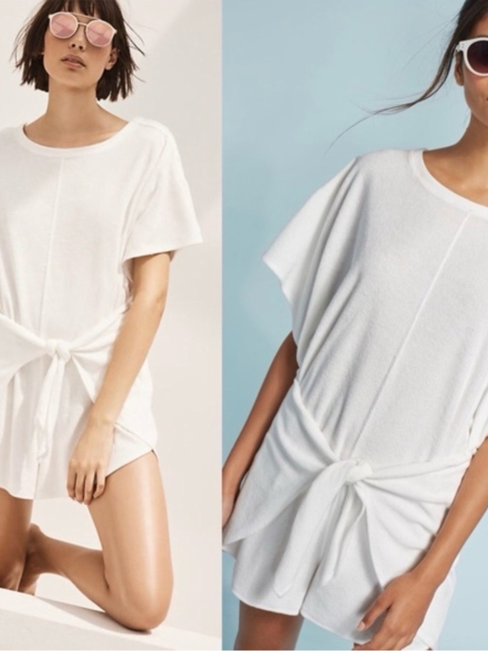 NWT White Saturday Sunday Anthropology Sporty  White TieWaist Short Romper in M